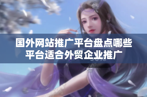 國外網(wǎng)站推廣平臺(tái)盤點(diǎn)哪些平臺(tái)適合外貿(mào)企業(yè)推廣